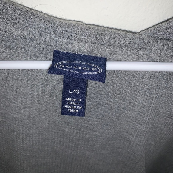 Scoop Grey Hooded Drape Front Cardigan, Size L, Like New - Picture 4 of 6